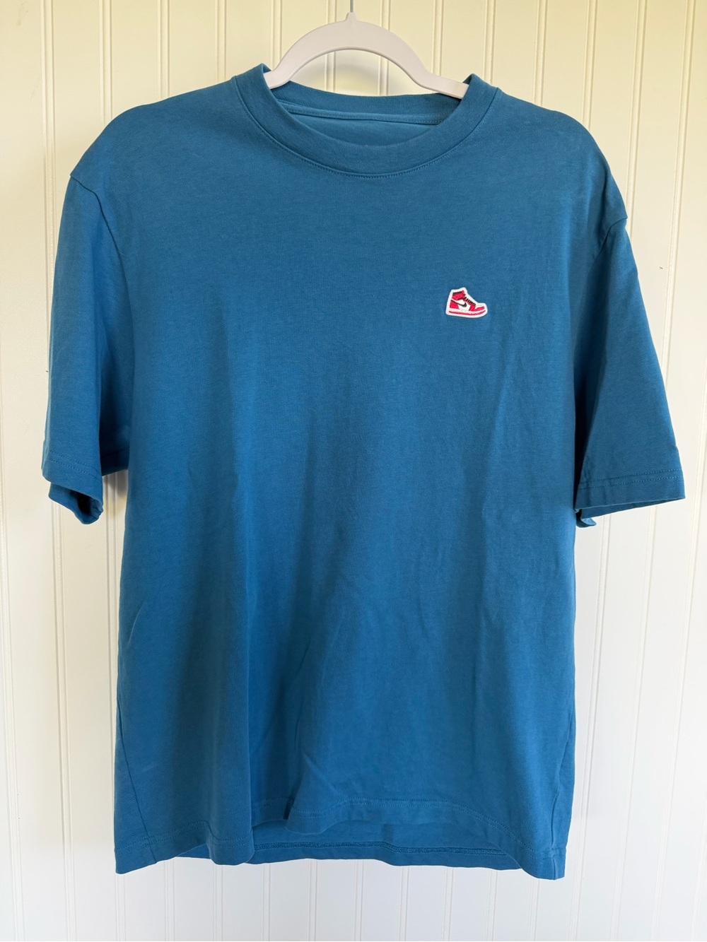 Jordan‎ Jumpman AJ1 Sneaker Patch Blue Cotton Knit Crewneck T-Shirt Men's M